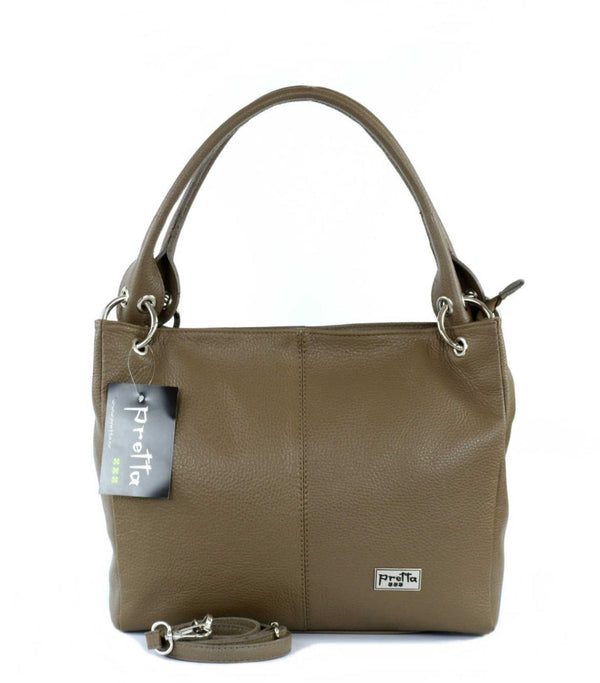 Leather Bag, Pretta Model - 9100 Taupe