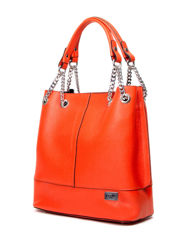 Leather Bag, Pretta 358 Model - Papaya