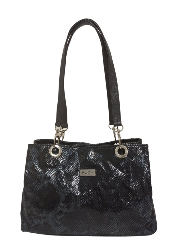 Leather bag, Pretta model -800 Black Patterned