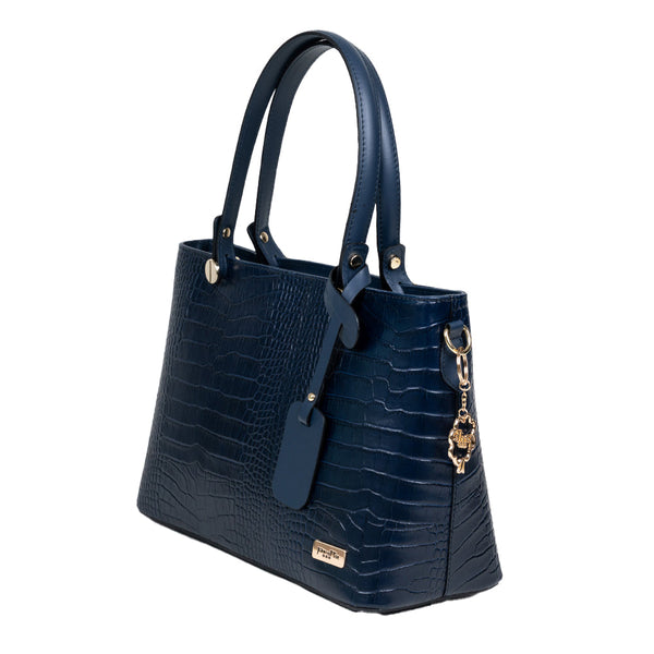 Bőrtáska, Pretta-8154 modell Sötétkék Kroko*