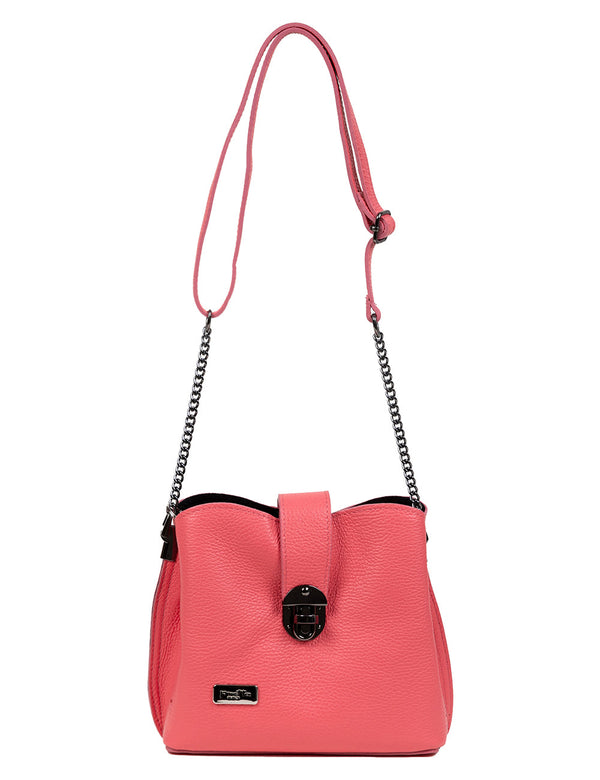 Leather Bag, Messenger Type, Pretta 173 Model - Pink Bonbon