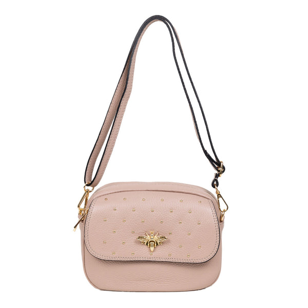 Leather Bag, Messenger Type, Pretta-322 Model Pink Powder
