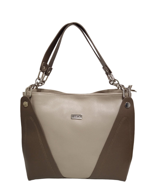 Leather Bag, Pretta-2131 Model Natural Beige-Taupe