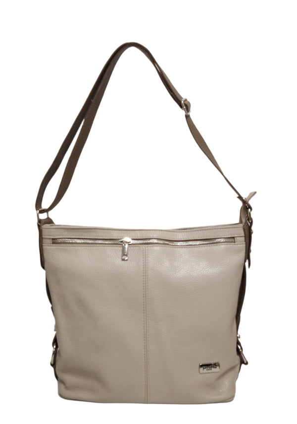Leather Bag, Pretta 017 Model Natural Beige- Taupe