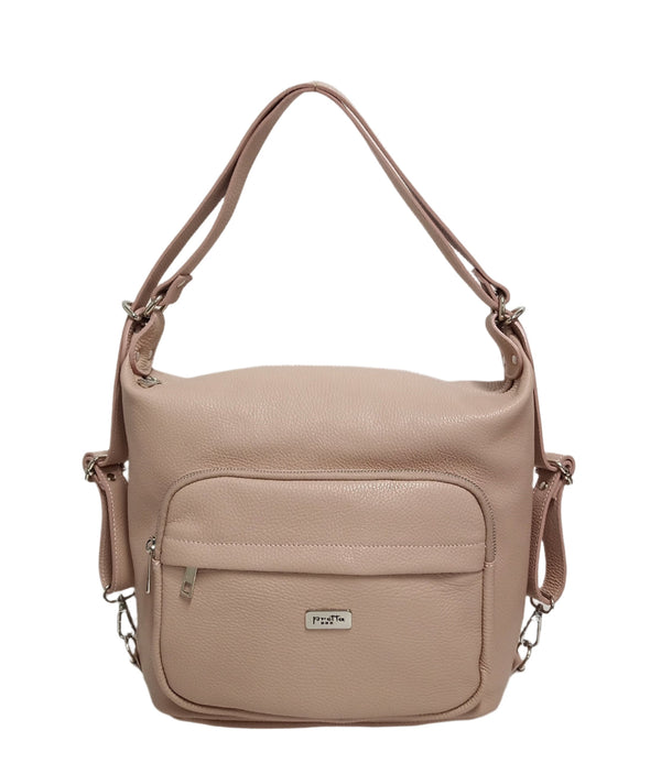 Bag-Backpack Leather, Pretta Model -180 Powder Pink