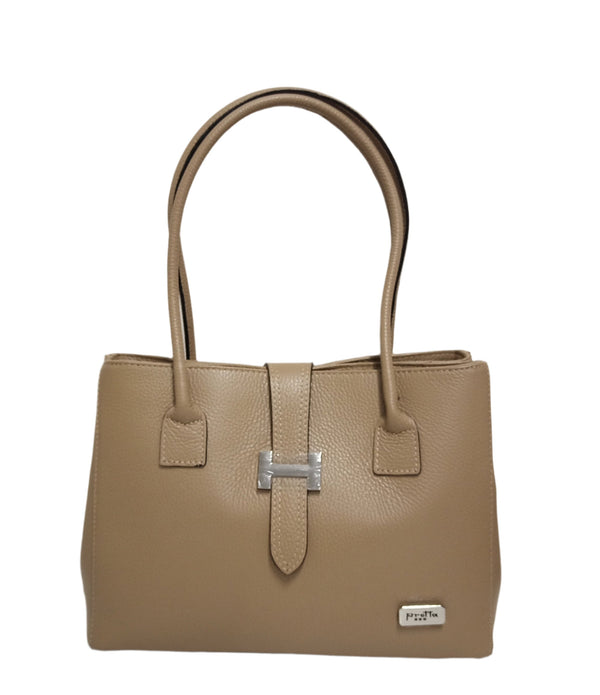 Leather bag, Pretta 8001 model, camel color