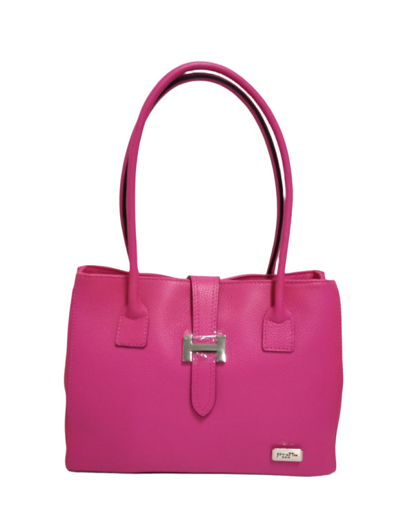 Leather bag, Pretta 8001 model, fuchsia