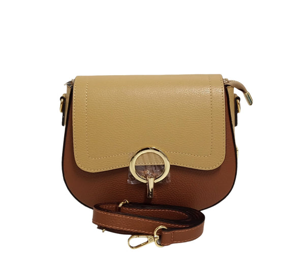 Bőrtáska, Postás Típus, Pretta-183 Modell Többszínű Karamell-Barna