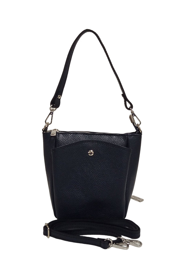 Bőrtáska, postás típus, Pretta-193 modell, Sötétkék