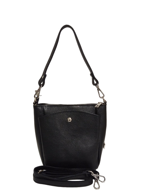 Bőrtáska, postás típus, Pretta-193 modell, fekete