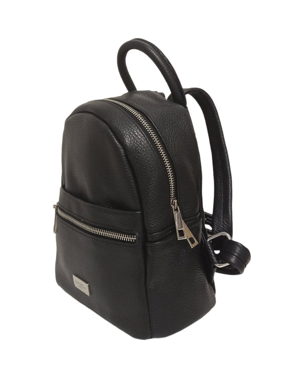 Leather backpack, Pretta-557 model, black