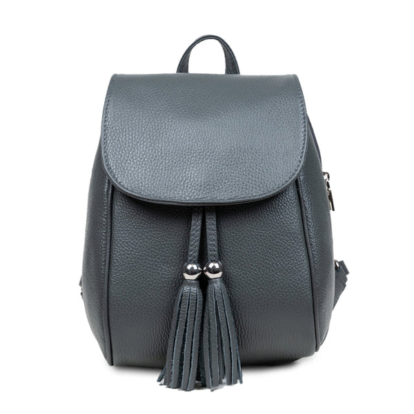 Leather Backpack, Pretta 9108 Model Dark Grey