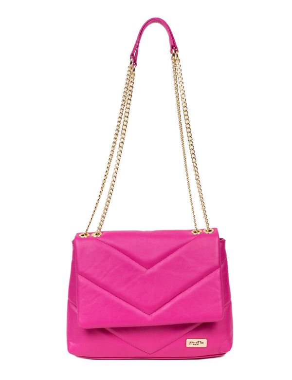 Leather Bag, Pretta Model - 455 Fuchsia