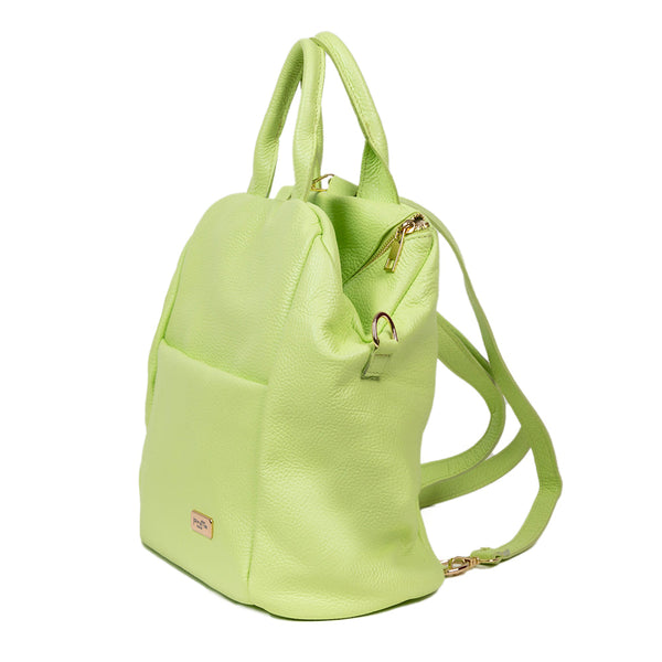 Bag-Backpack Leather, Model Pretta-8190 Lime Green