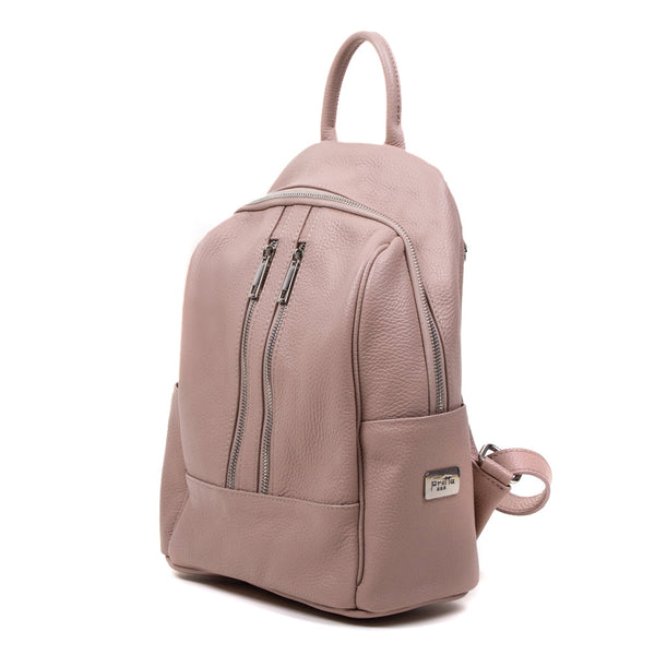 Leather Backpack, Pretta Model - 8105 Powder Pink