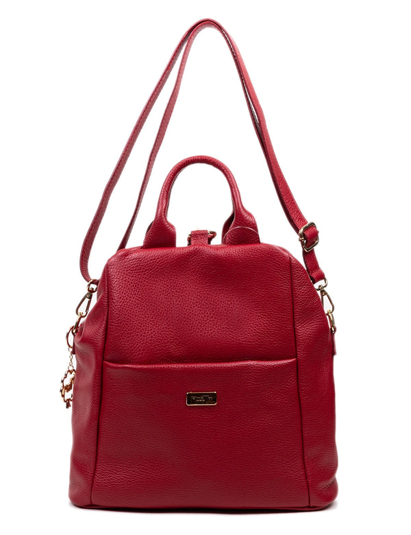 Leather Bag-Backpack, Pretta-8190 Model Red